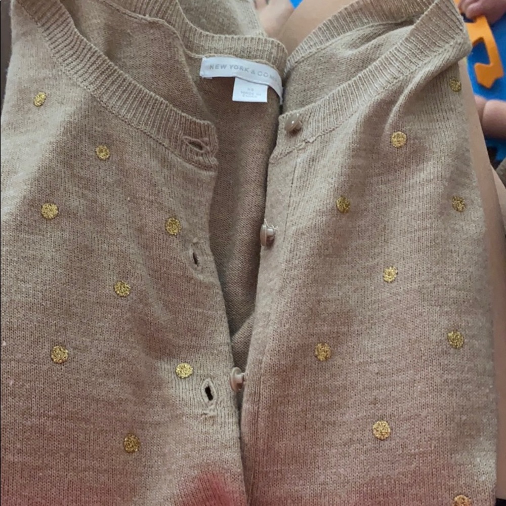 Long sleeve button down tan sweater